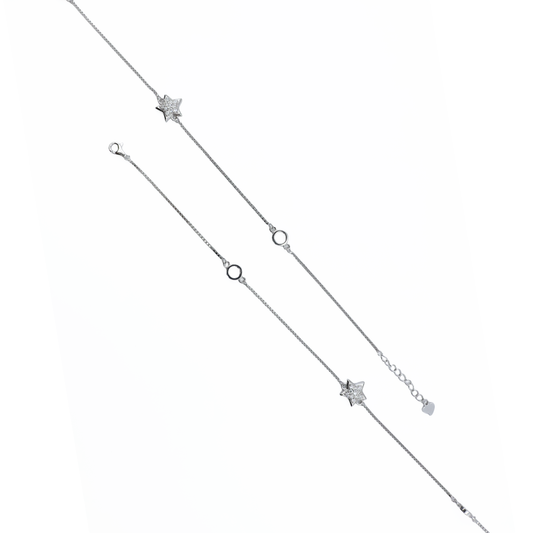 Star Motif Sterling Silver Anklet