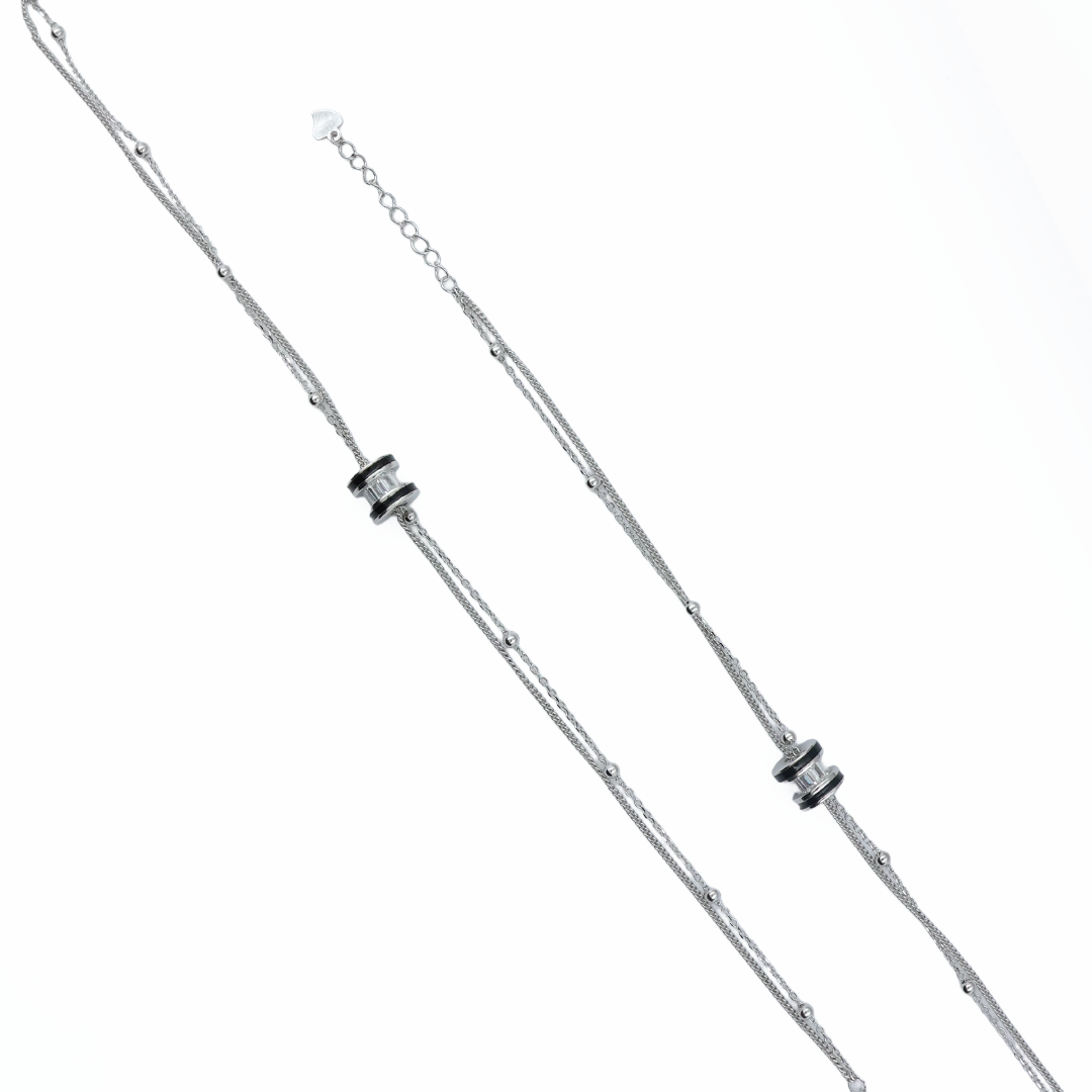 Twin Charm Sterling Silver Anklet