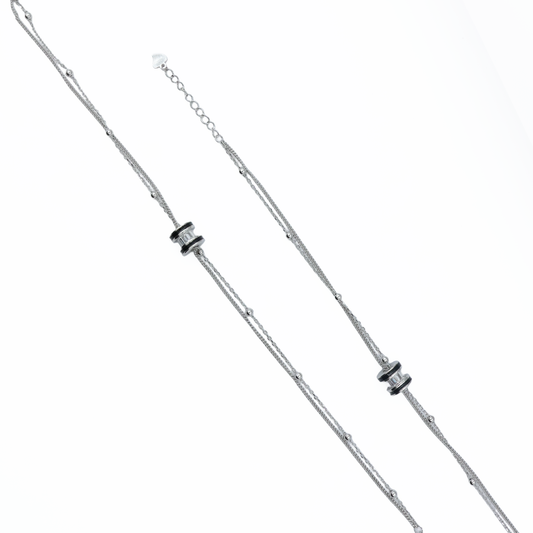 Twin Charm Sterling Silver Anklet