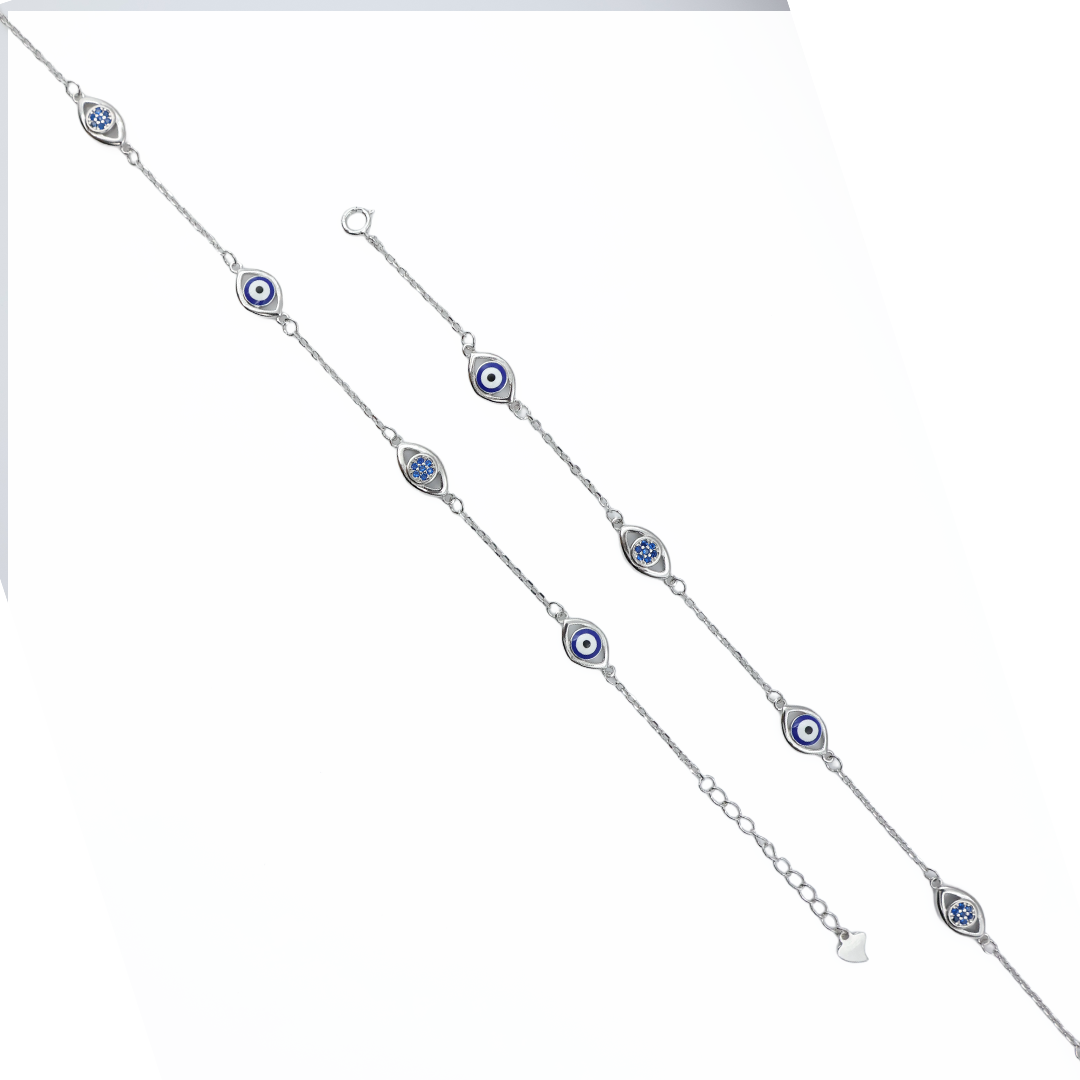 Evil Eye Sterling Silver Anklet