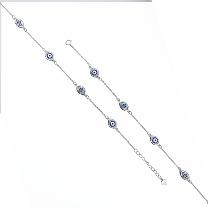 Evil Eye Sterling Silver Anklet
