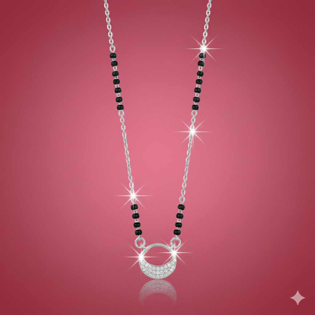 Crescent Aura Diamond Mangalsutra Necklace