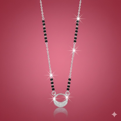 Crescent Aura Diamond Mangalsutra Necklace