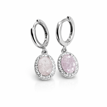 Aurelia Pink Oval Halo Sterling Silver Earrings