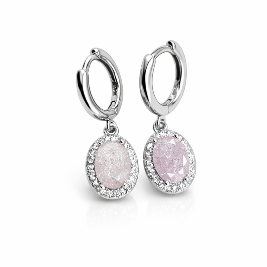 Aurelia Pink Oval Halo Sterling Silver Earrings