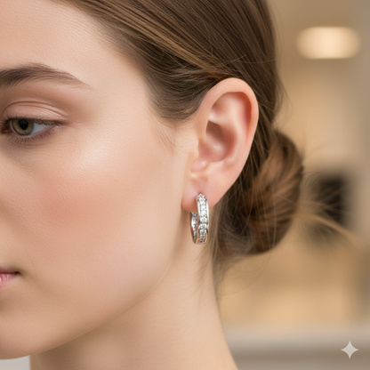 Radiant Line Pavé Hoop Earrings