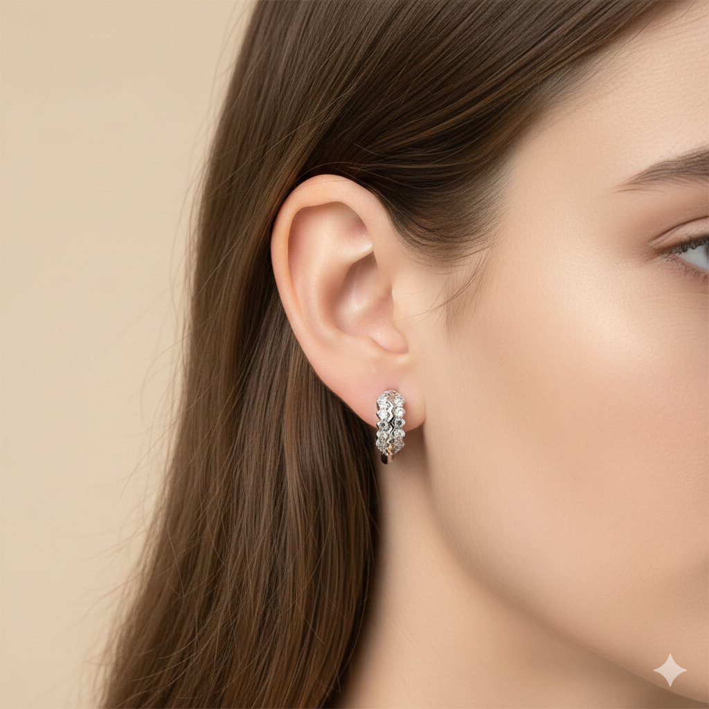 Zigzag Luxe Pavé Hoop Earrings