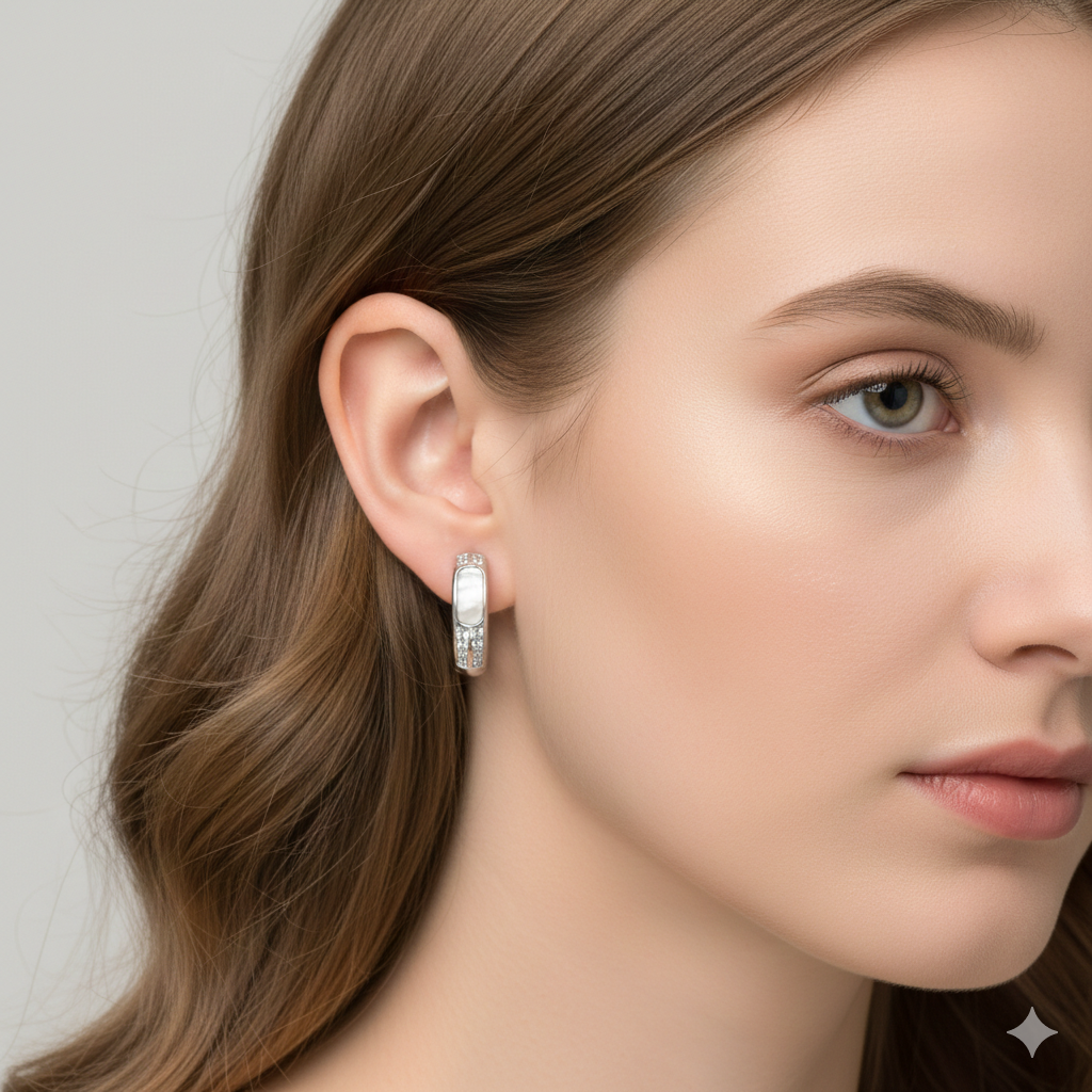 Luna Pearl Accent Hoop Earrings
