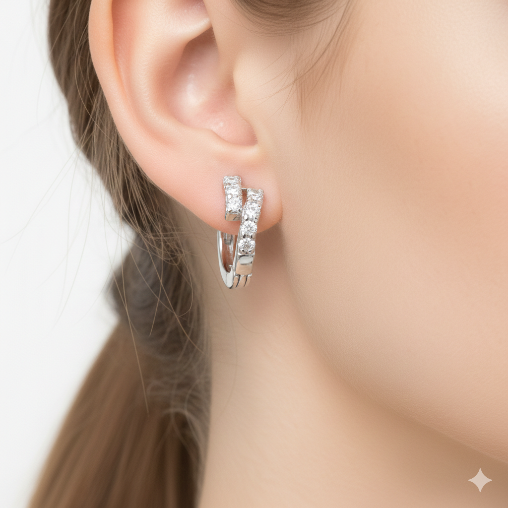 Twisted Pavé Hoop Earrings