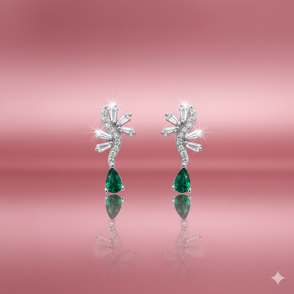 Emerald Drift Sterling Silver Stud Earrings
