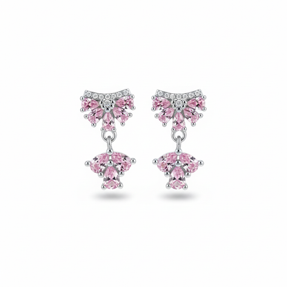 Petal Cascade Pink Sterling Silver Drop Earrings