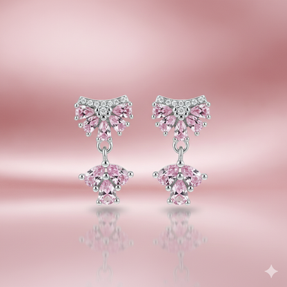 Petal Cascade Pink Sterling Silver Drop Earrings