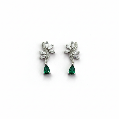 Emerald Drift Sterling Silver Stud Earrings