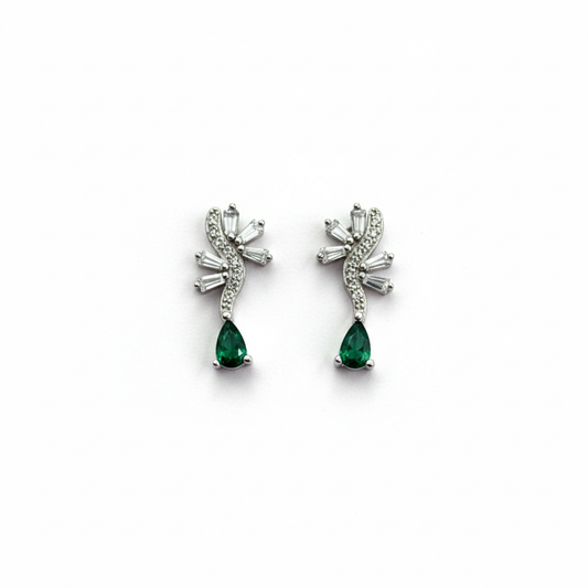 Emerald Drift Sterling Silver Stud Earrings