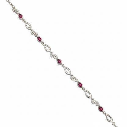 Elara Ruby Link Silver Bracelet