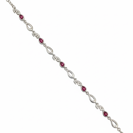 Elara Ruby Link Silver Bracelet