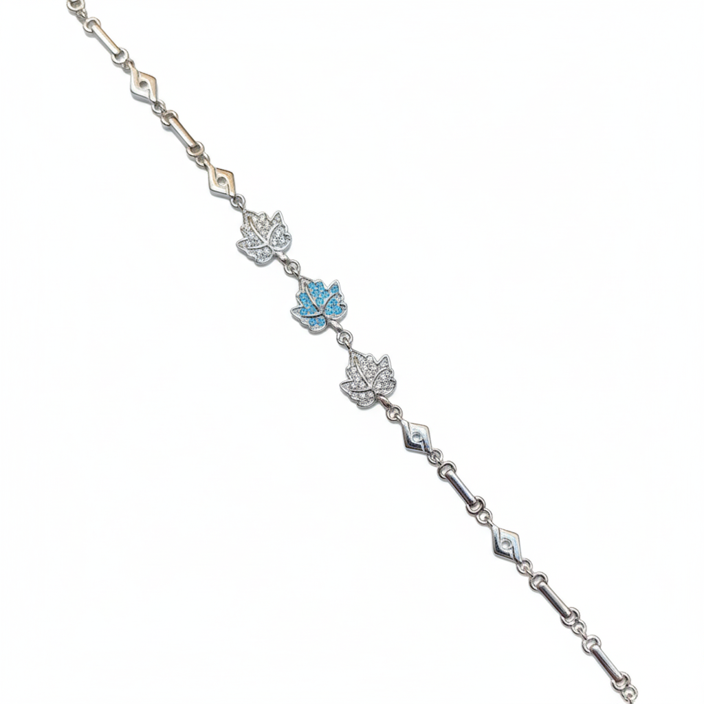 Azure Lotus Path Silver Bracelet