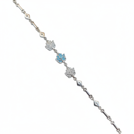 Azure Lotus Path Silver Bracelet