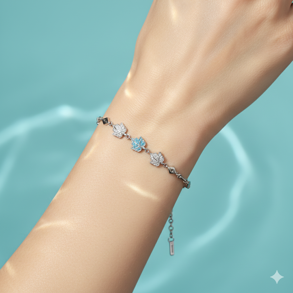 Azure Lotus Path Silver Bracelet