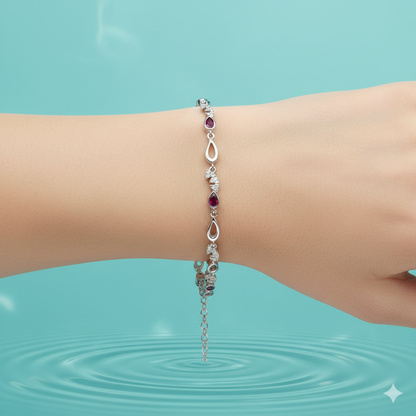 Elara Ruby Link Silver Bracelet