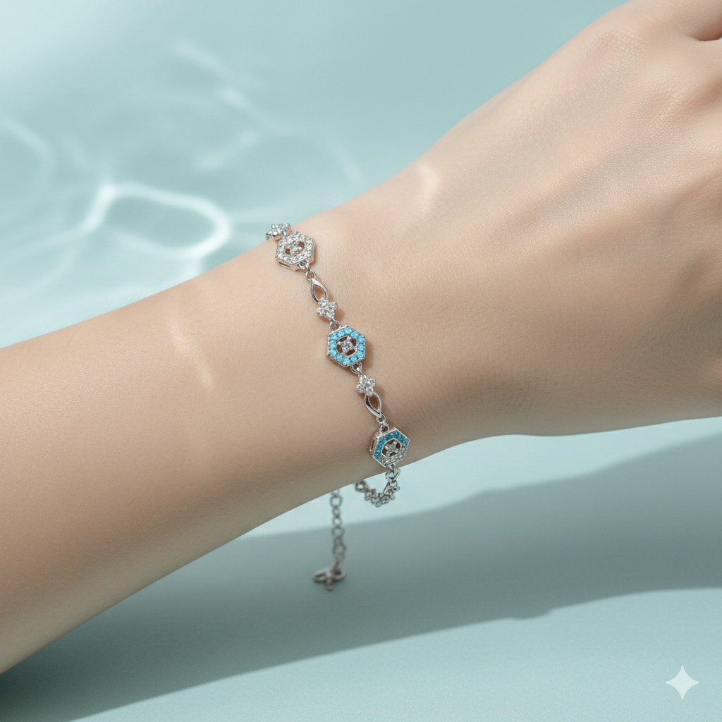 Celeste Enamel Charm Silver Bracelet