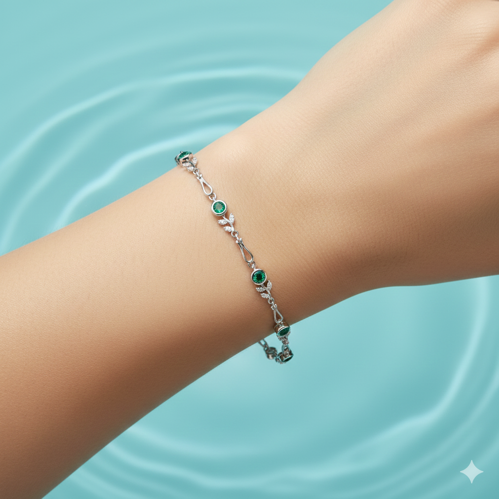 Verdantia Leafstone Silver Bracelet