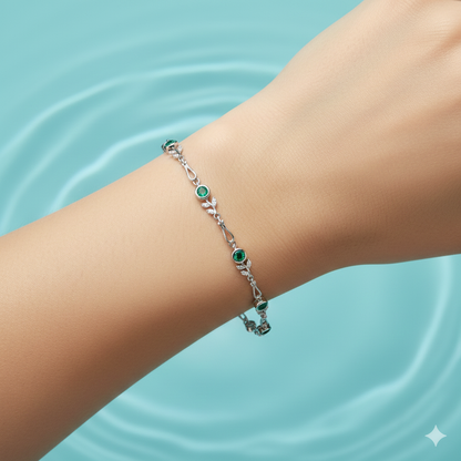Verdantia Leafstone Silver Bracelet