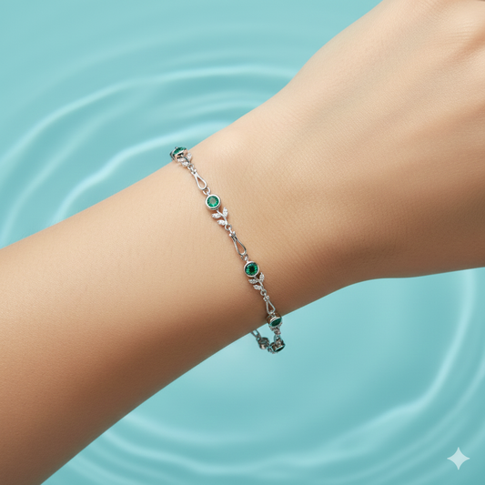 Verdantia Leafstone Silver Bracelet