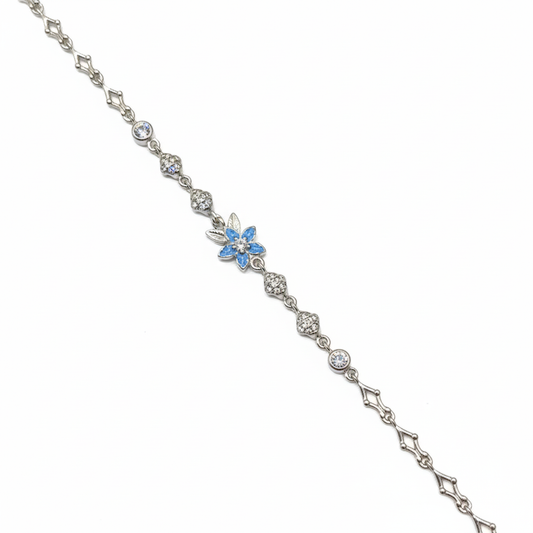 Azure Bloom Crystal Silver Bracelet