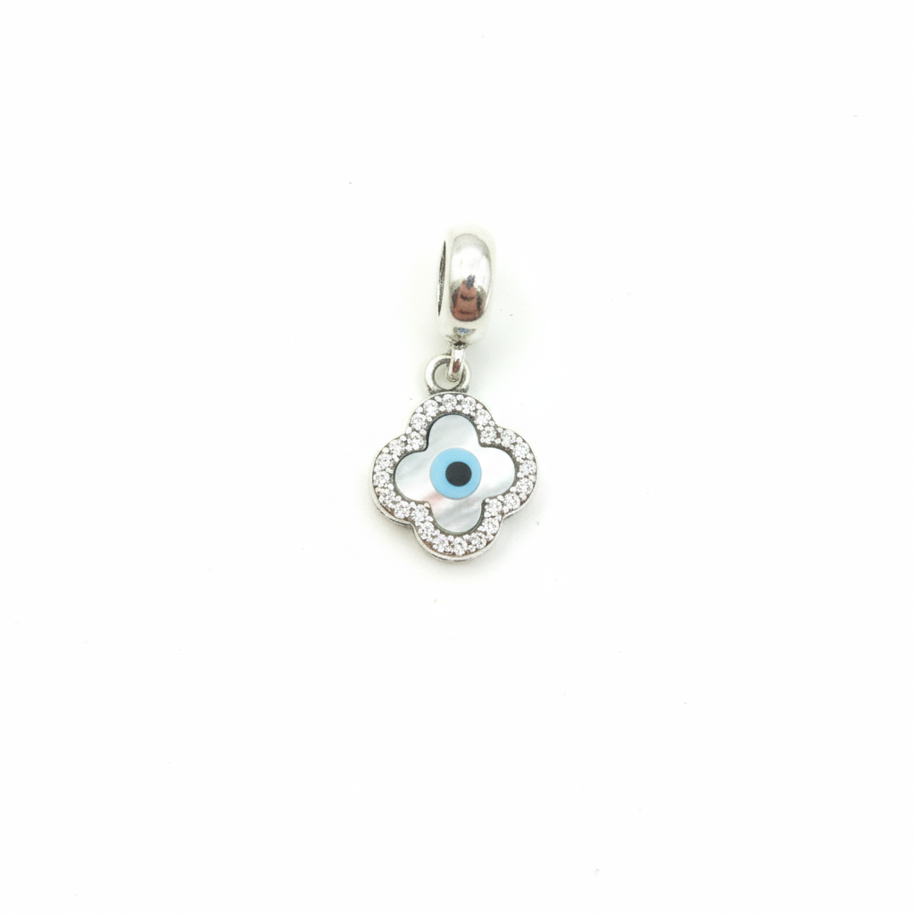 Blue Clover Evil Eye Pendant