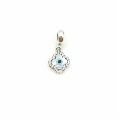 Blue Clover Evil Eye Pendant