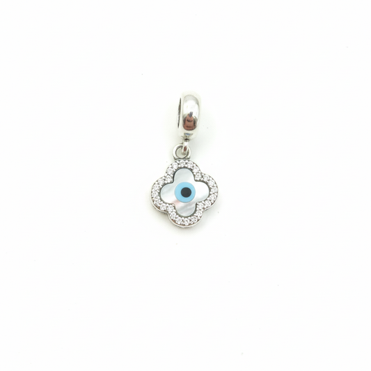 Blue Clover Evil Eye Pendant
