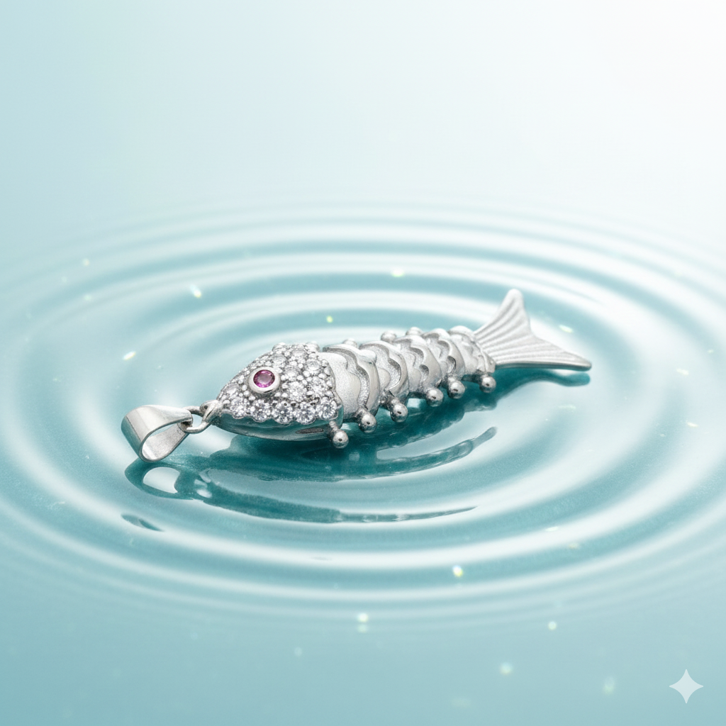 Matsya Shimmer 925 Silver Fish Pendant