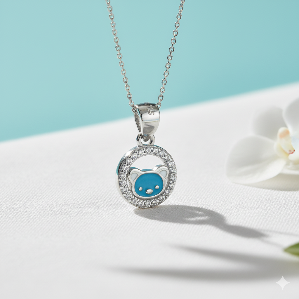 Silver Blue Bear Spark Pendant