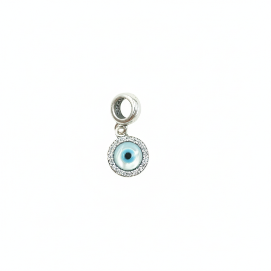 Silver Azure Eye Charm Pendant