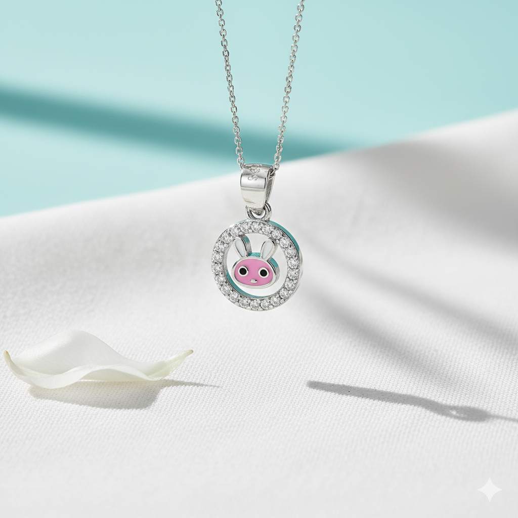 Silver Blush Bunny Spark Pendant