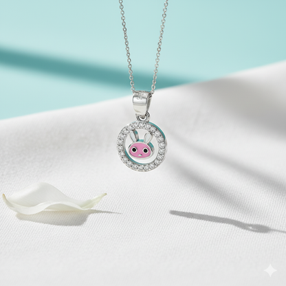 Silver Blush Bunny Spark Pendant