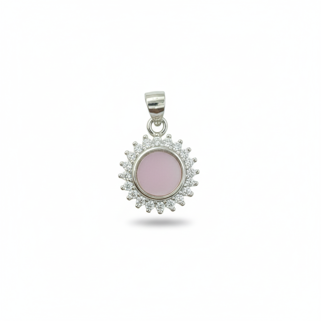 Radiant Bloom Pink Halo Pendant