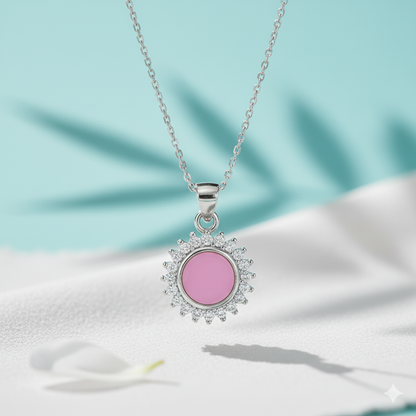 Radiant Bloom Pink Halo Pendant