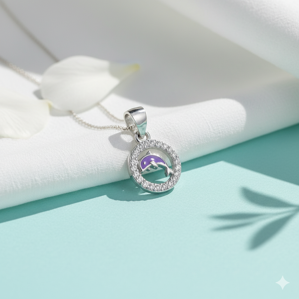 Purple Dolphin Charm Pendant