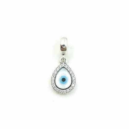 Silver Azure Tear Evil Eye Pendant