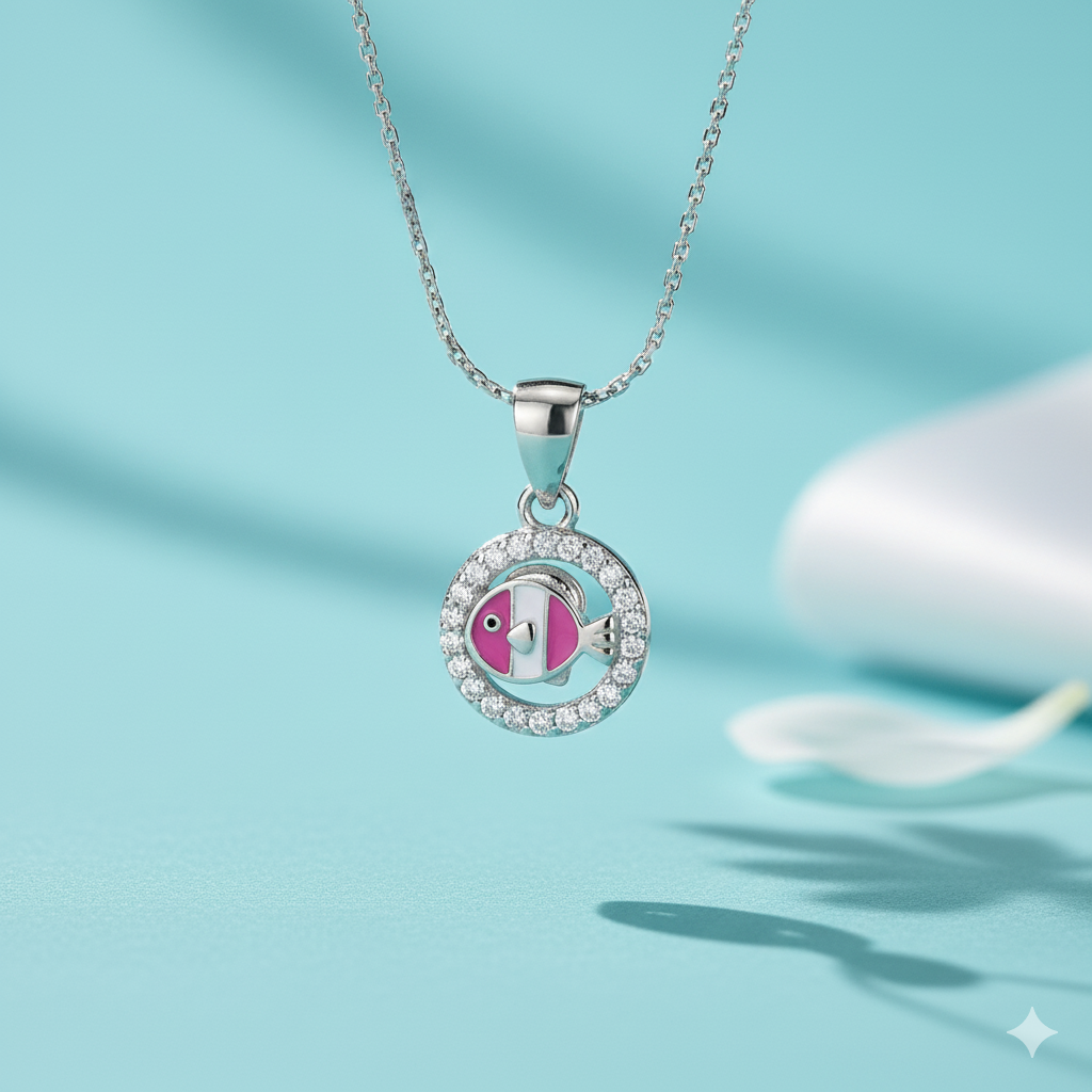 Pink Fish Silver Pendant