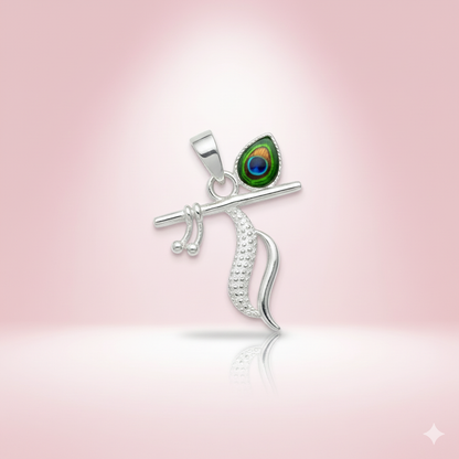 Mayur Kalash Krishna Flute 925 Silver Pendant