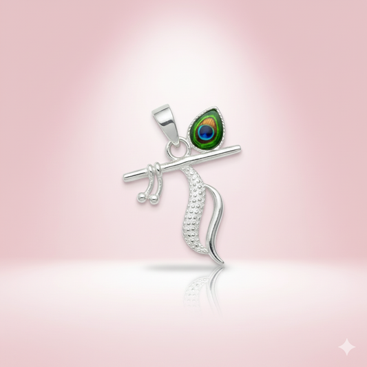 Mayur Kalash Krishna Flute 925 Silver Pendant